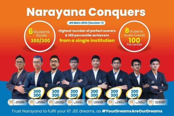 Narayana brings dreams to life in JEE Main 2024 session 1 with highest 100 percentile achievers & perfect scorers